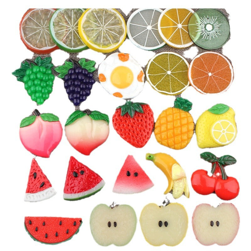 Wholesale 50pcs DIY Watermelon Strawberry Pineapple Fruit Homemade Cream Glue Resin Hole Shoe Patch FlatBack