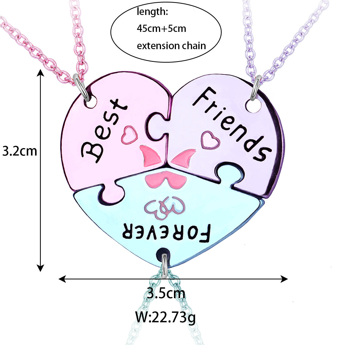 Wholesale children' s necklace good friend love alloy pendant