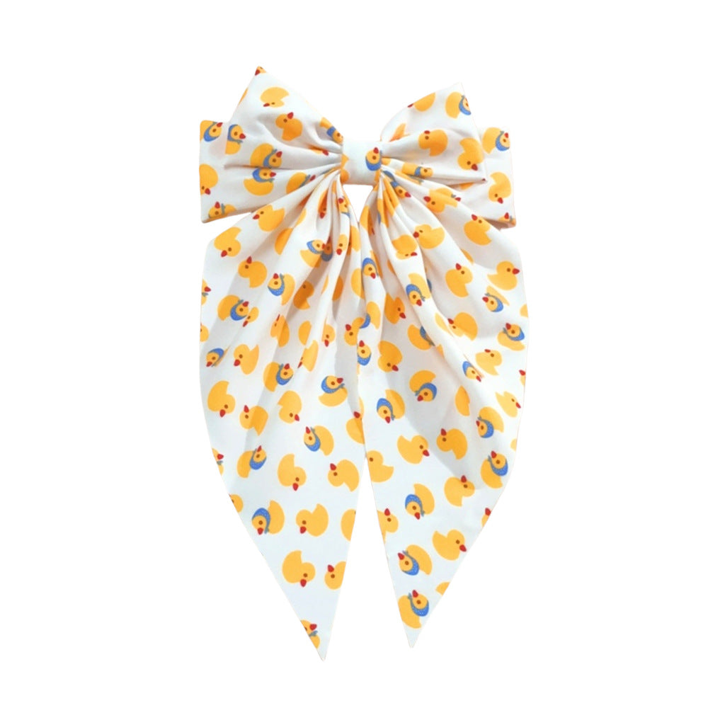 Wholesale Printed Double-Layer Bow Spring Clip Cute Hair Accessory