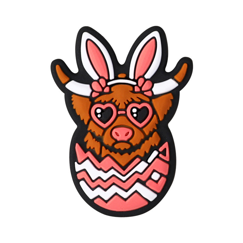 Wholesale 20Pcs Easter 3D silicone beads loose  cartoon rabbit  Focal Beads