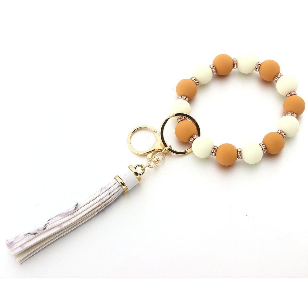 Wholesale Mixed Color PU Tassel Women's Bracelet Keychain