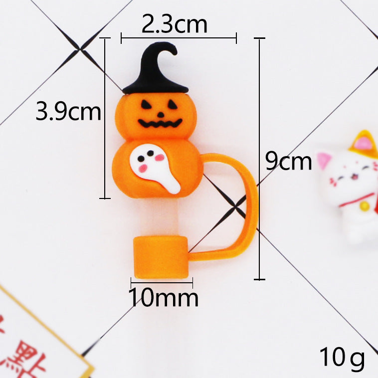 Wholesale 10mm 10pcs  Dustproof Straw Cap Fun Halloween  Soft Rubber Straw Plug