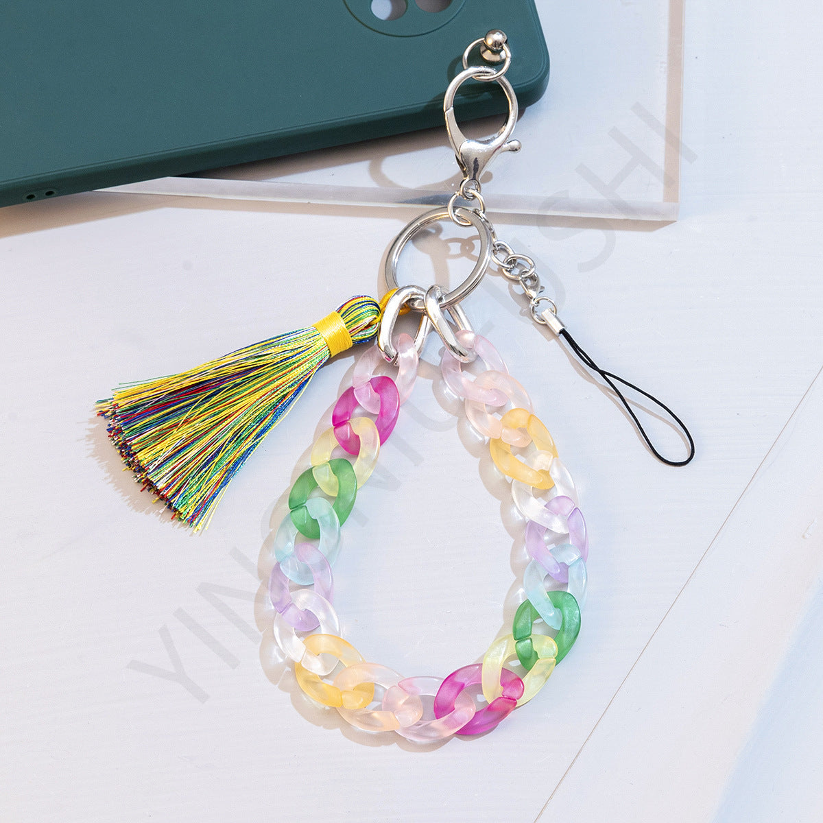 Wholesale Acrylic Colorful Tassels Keychains