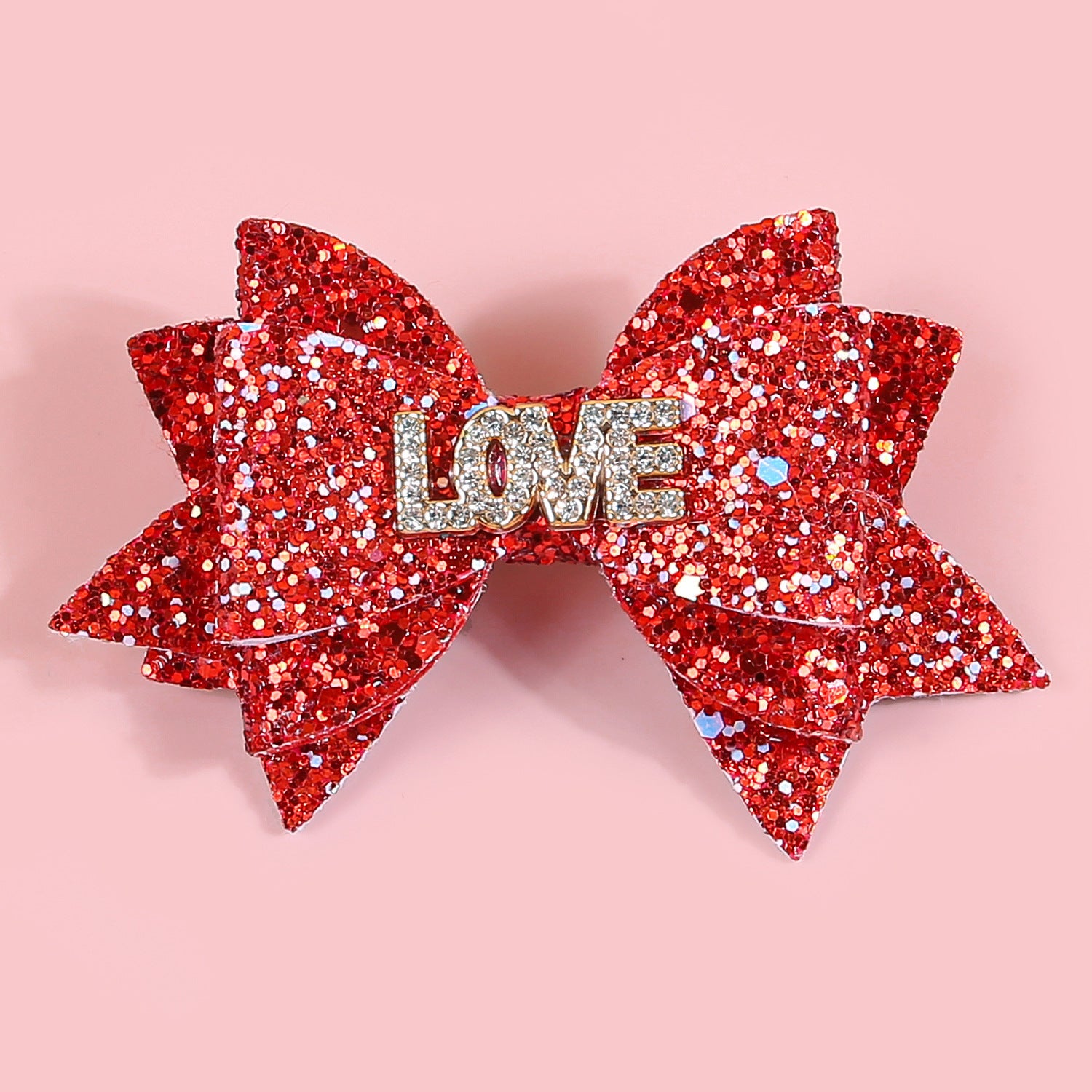 Wholesale Valentine's Day Party Bow Hairpin Children's Scallion Powder Glitter Bow Hair Accessories