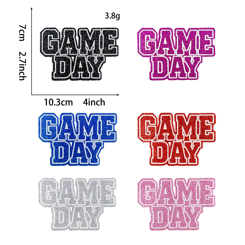 Wholesale Polyester Embroidered Patches Gameday Letter Design Iron On Applique For Shoes Hats