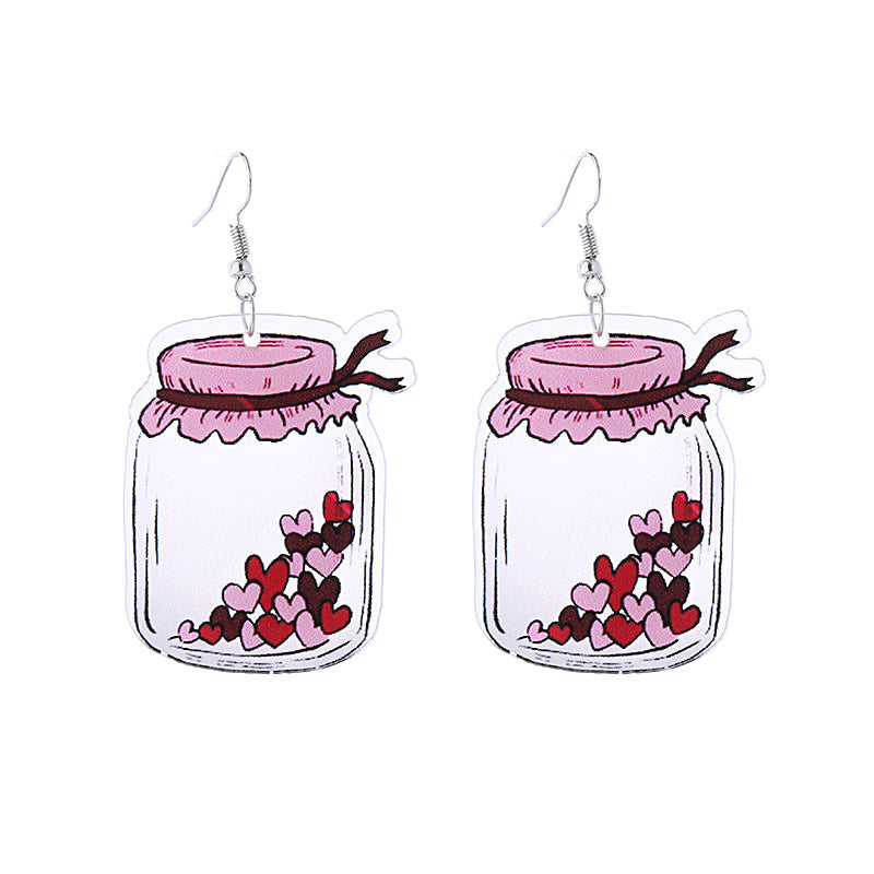 Wholesale Pink Valentine's Day Cat Envelope Double Sided Acrylic Earrings