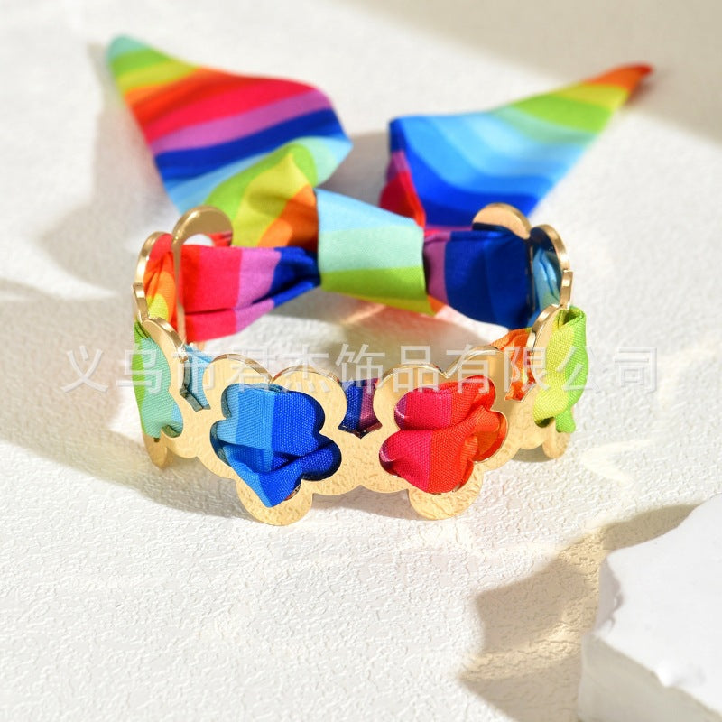 Wholesale Rainbow f heart metal irregular bracelet