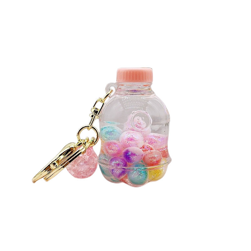 Botella de deriva acrílica al por mayor cuentas coloridas de botella y cadena de llave de botella