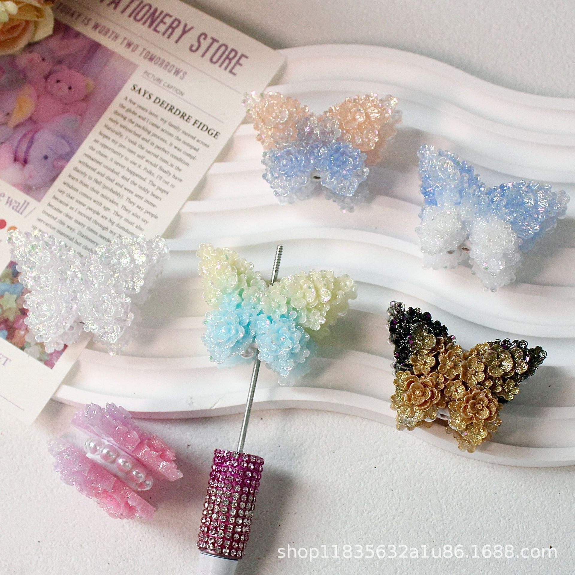 Wholesale 10pcs colored butterfly sugar beads