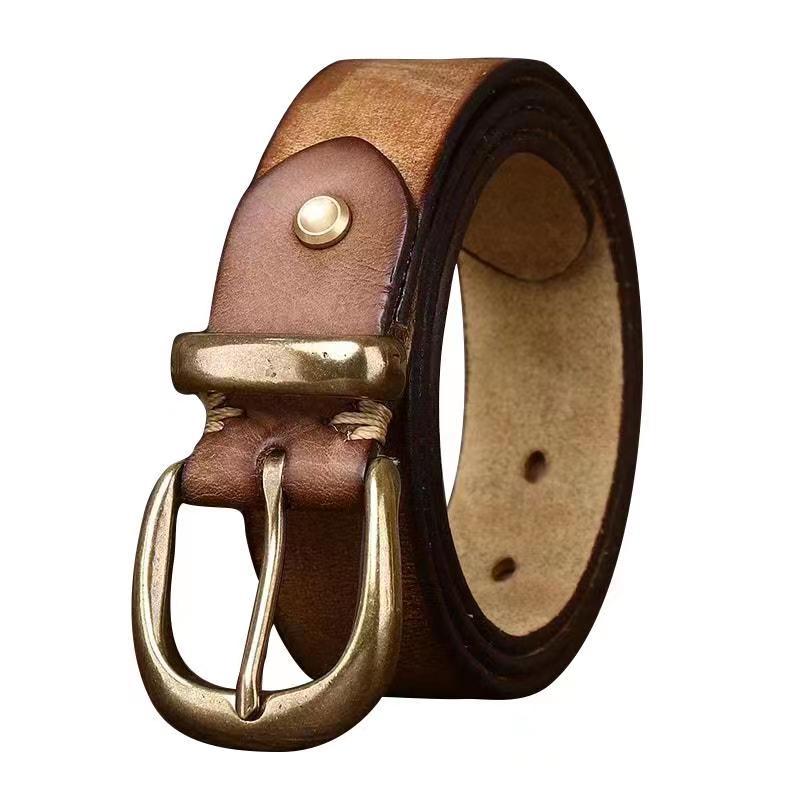 Wholesale 3.3CM Wide Pin Buckle Vintage Distressed Leather Belt