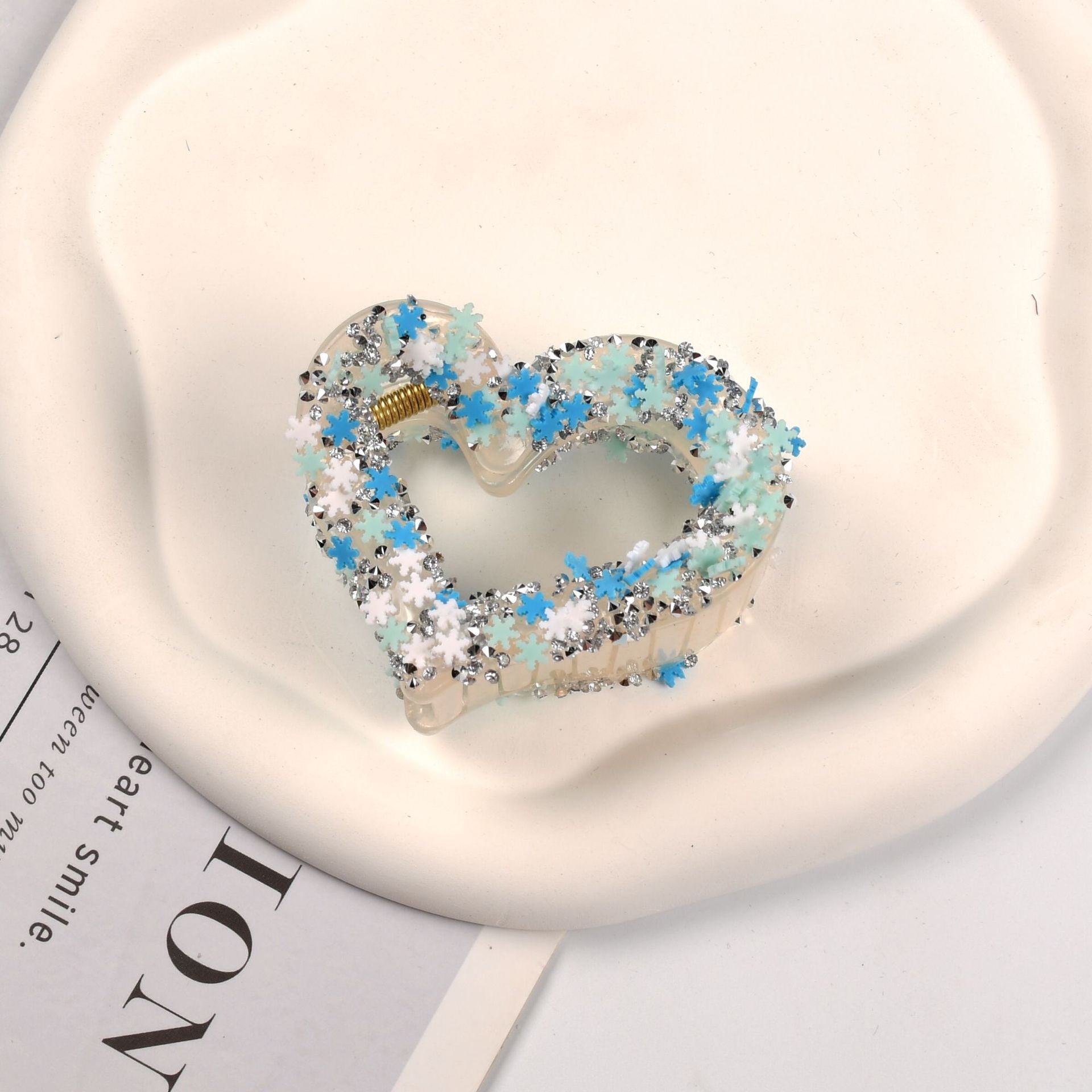 Wholesale jelly water fat love ponytail clip fashion sweet hairpin Valentine's Day heart sparkling heart clip