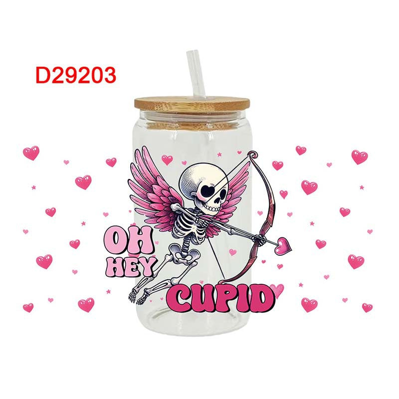 Wholesale Cute Pink Cartoon The Loving Ghost 16oz Cup UV DTF Wraps