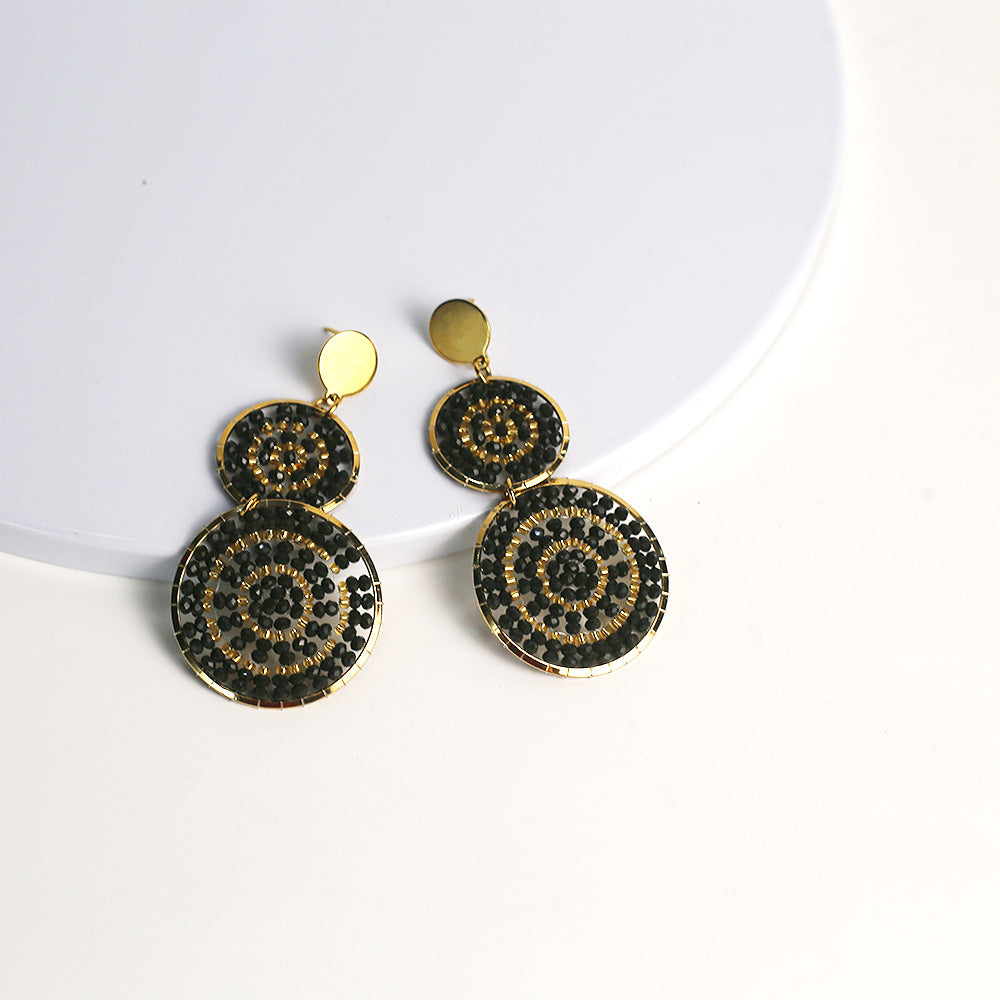 Wholesale 12PCS Crystal Beaded Rice Bead Earrings