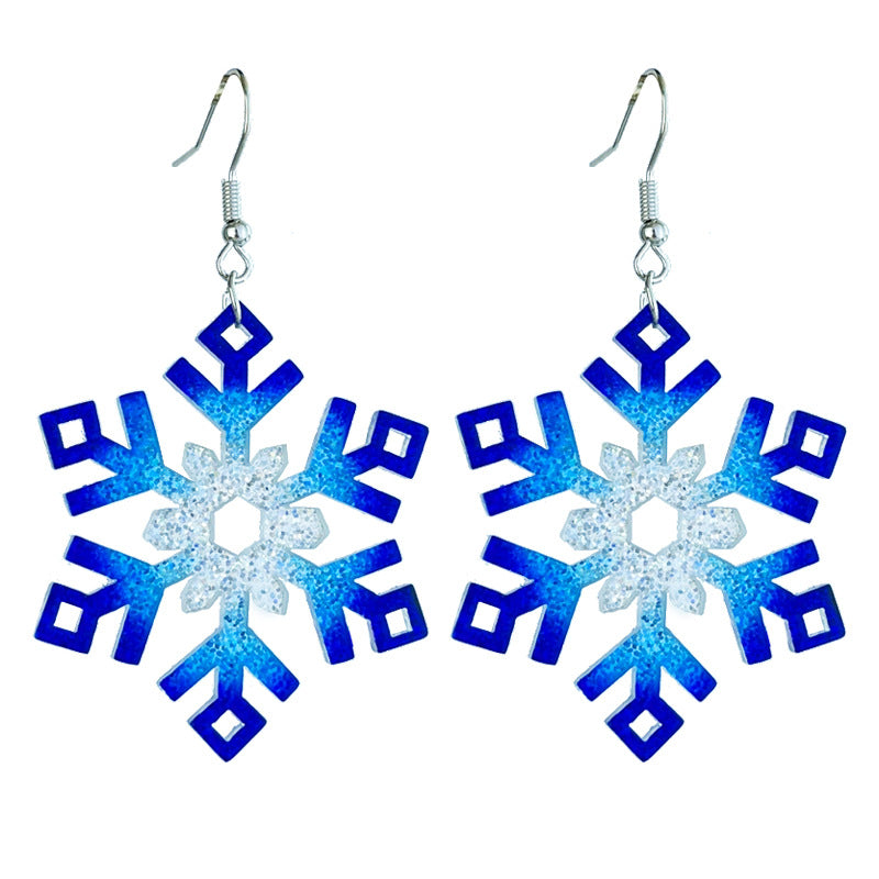 Wholesale 2pcs Source: Christmas Shiny Girls Party, Gingerbread People, Colored Lights, Snowflake Earrings
