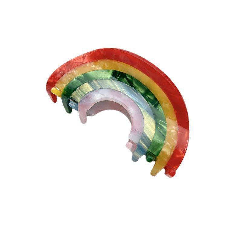 Wholesale Acetate Rainbow Cute Colorful Splicing Semi-circle Acrylic Clips