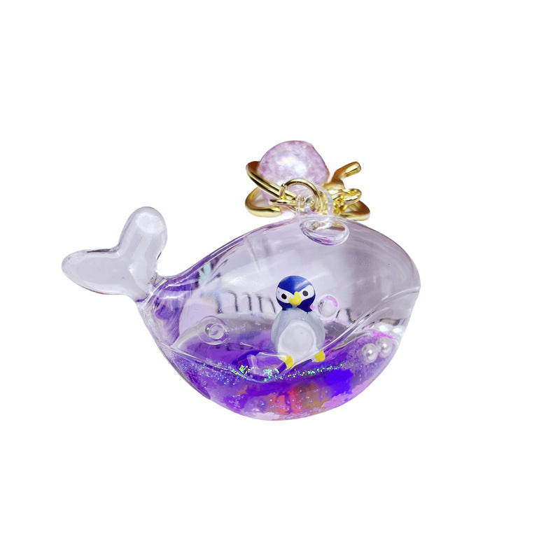 Wholesale Whale Floating Acrylic Liquid Keychain