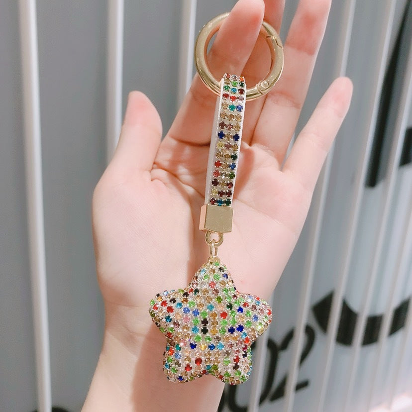 Wholesale Full Diamond Five Pointed Star Claw Chain Acrylic Keychains