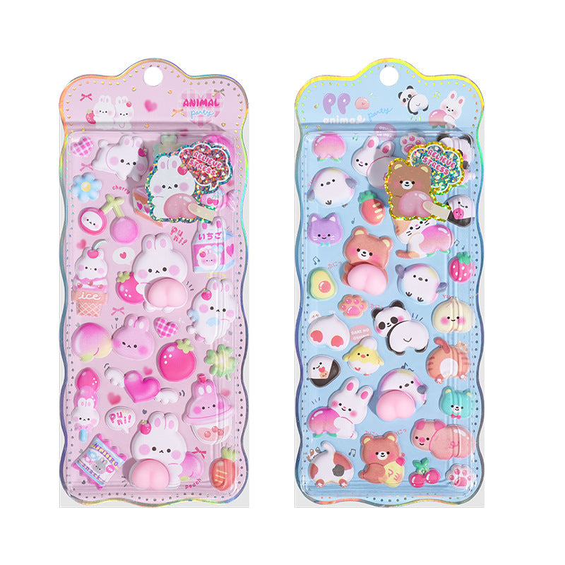 Wholesale Pinch Soft Cute Butt Cute Cartoon Bear Rabbit 3D Stickers