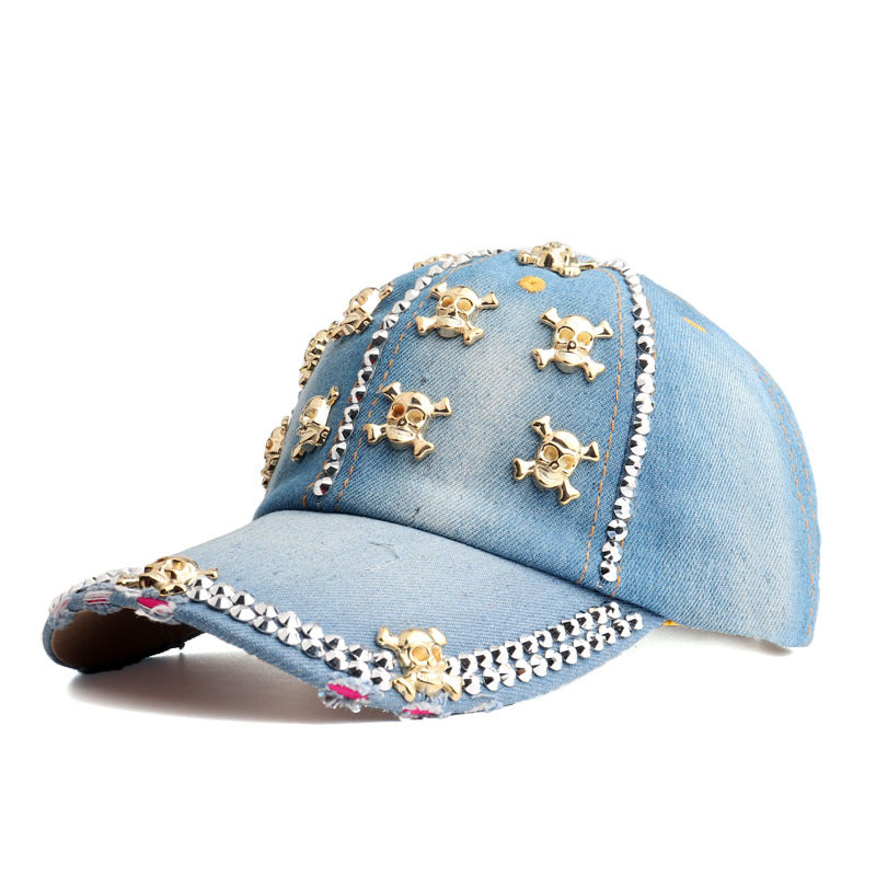 Wholesale Skull Diamond Denim Baseball Cap