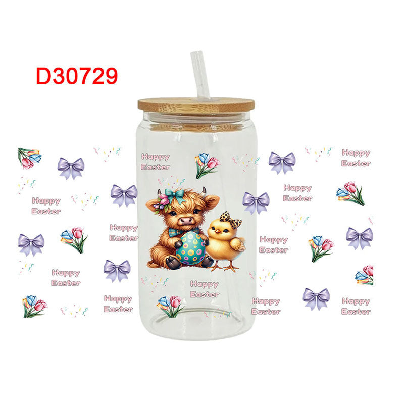 Wholesale Colorful bowknot cartoon rabbit Easter series 16oz Cup UV DTF Wraps