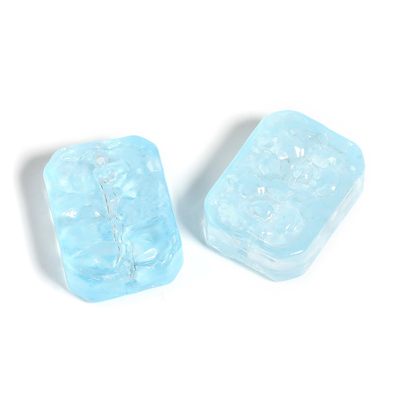 Wholesale 100pcs Glass Double Sided Flower Sign Imitation Jade Square Sign Through Hole Beads DIY