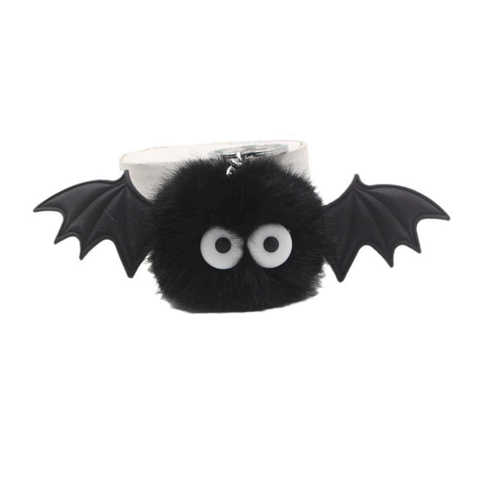 Wholesale Stylish  Black Bat Keychain Pendant Cute Plush Devil Design With Wings Zinc Alloy Hardware Bag Charm And Car Accessory