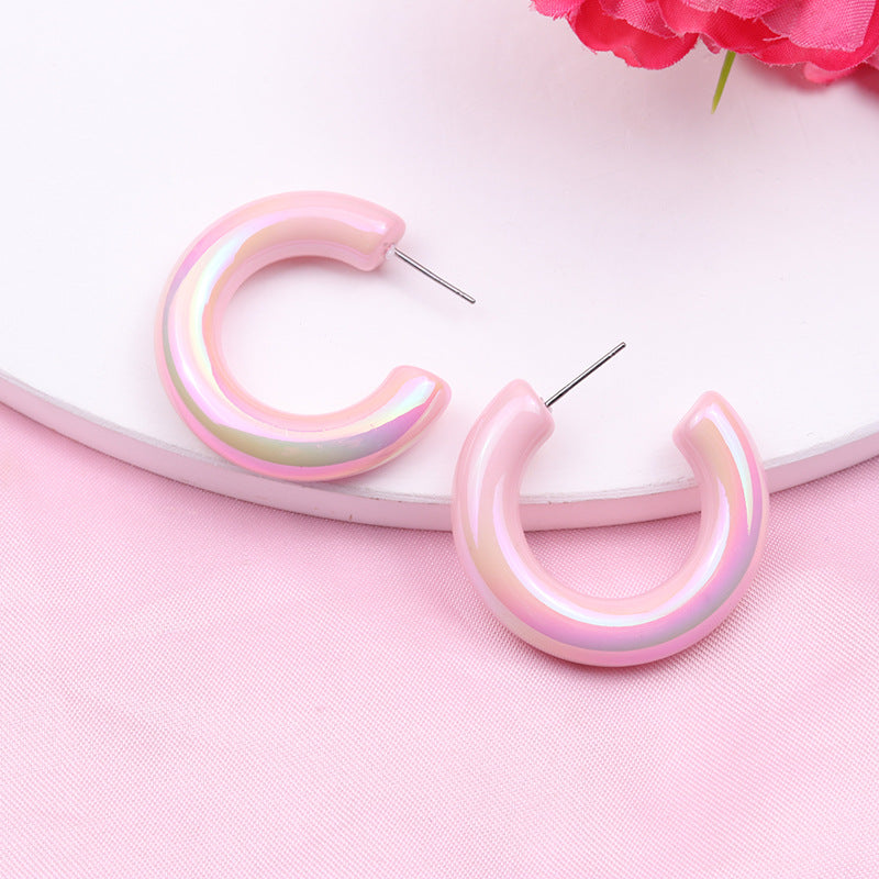 Wholesale 2pairs/pack Fantasy Fluorescent Color C-ring Acrylic Earrings