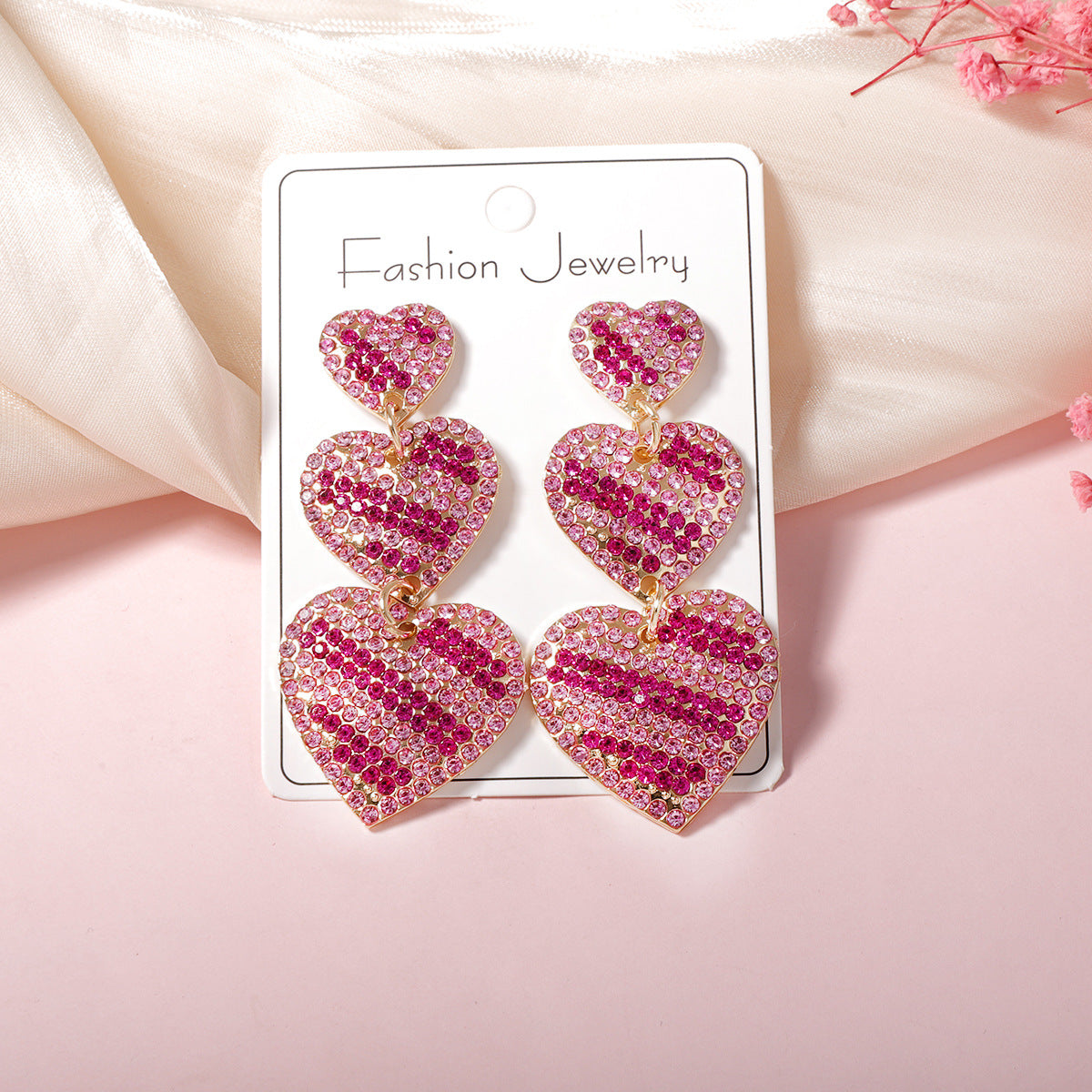 Wholesale Love Full Diamond Valentine' s Day Blingbling Earrings