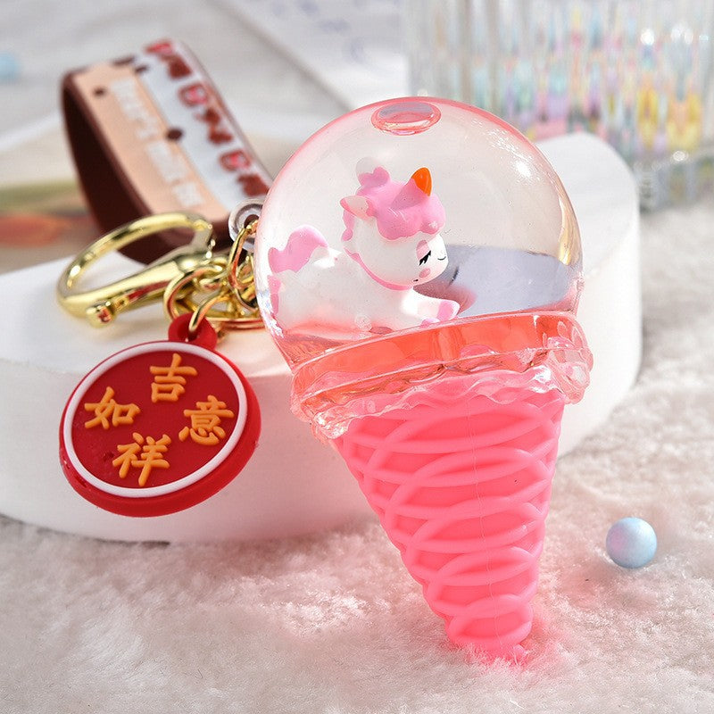 Wholesale Acrylic Ice Cream Crystal Ball Sand Flow Keychain