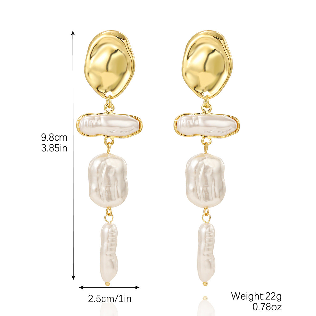 Wholesale Baroque-style long earrings with irregular pearls