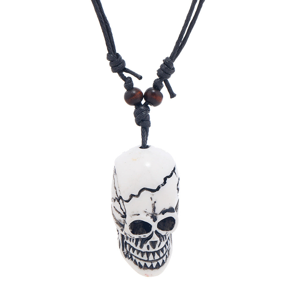 Wholesale 3PCS Retractable Wax Wire Acrylic Creative Skull Men's Necklace