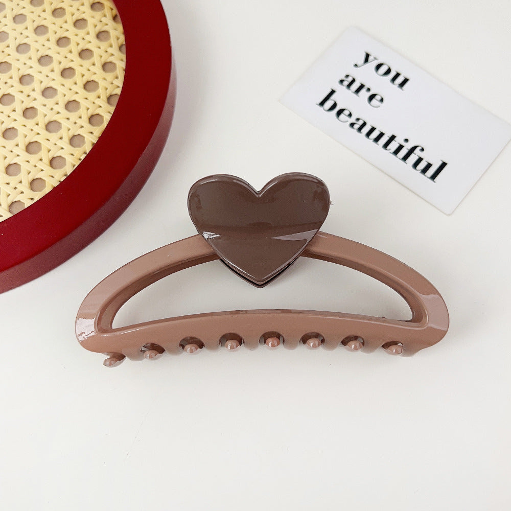 Wholesale Resin Hollow Out Half Circle Heart Color Matching Hair Clip