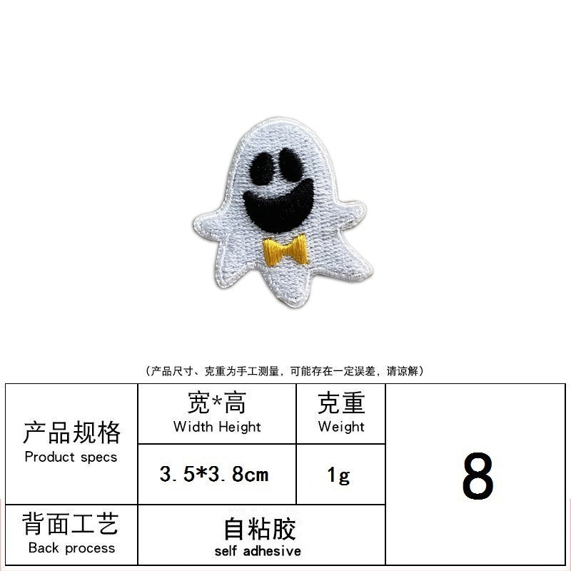 Wholesale  Ghost Pumpkin Embroidered Patch Self Adhesive No Sew Decorative Sticker For Hats DIY Fashion Accessory