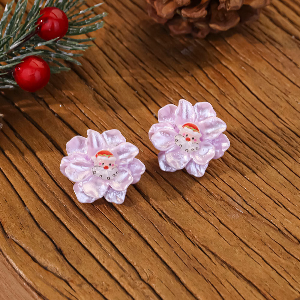 Wholesale Colorful Flowers Christmas Series Acrylic Earrings