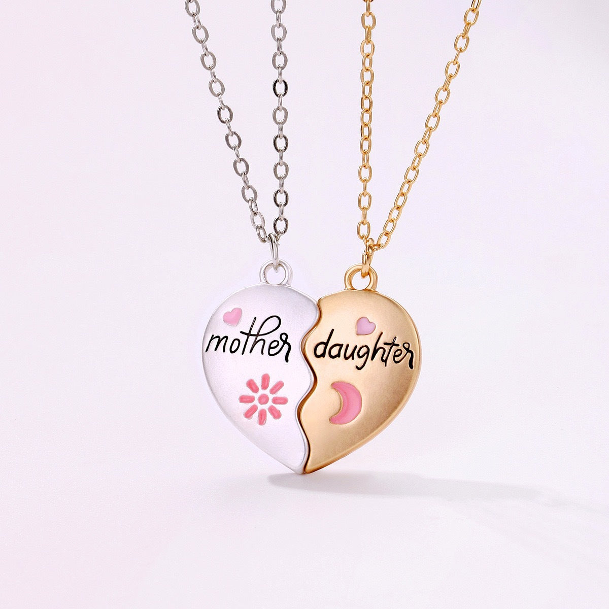 Wholesale Mother' s Day Parent Child Alloy Drip Oil Necklace