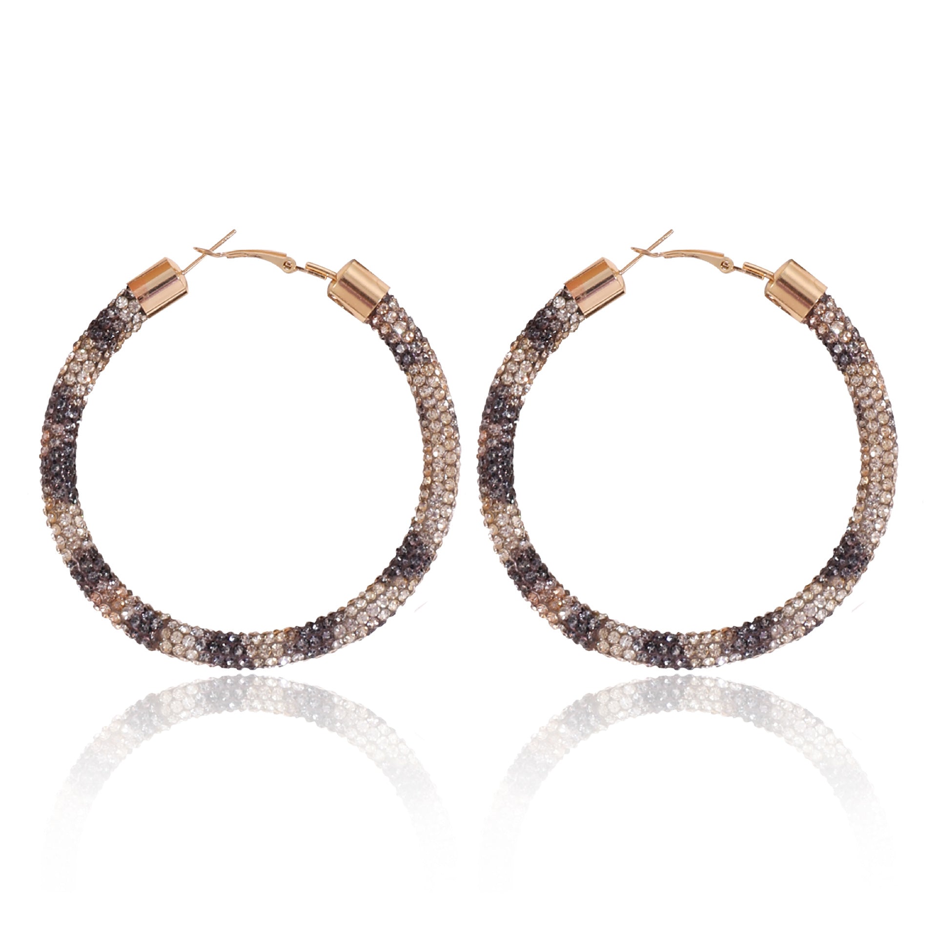 Wholesale Christmas Independence Day Gradient Color Broken Diamond Big Circle Earrings