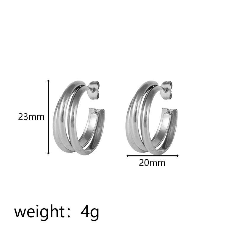 Wholesale C-Shaped Hollow Hook Exaggerated Stainless Steel Earrings