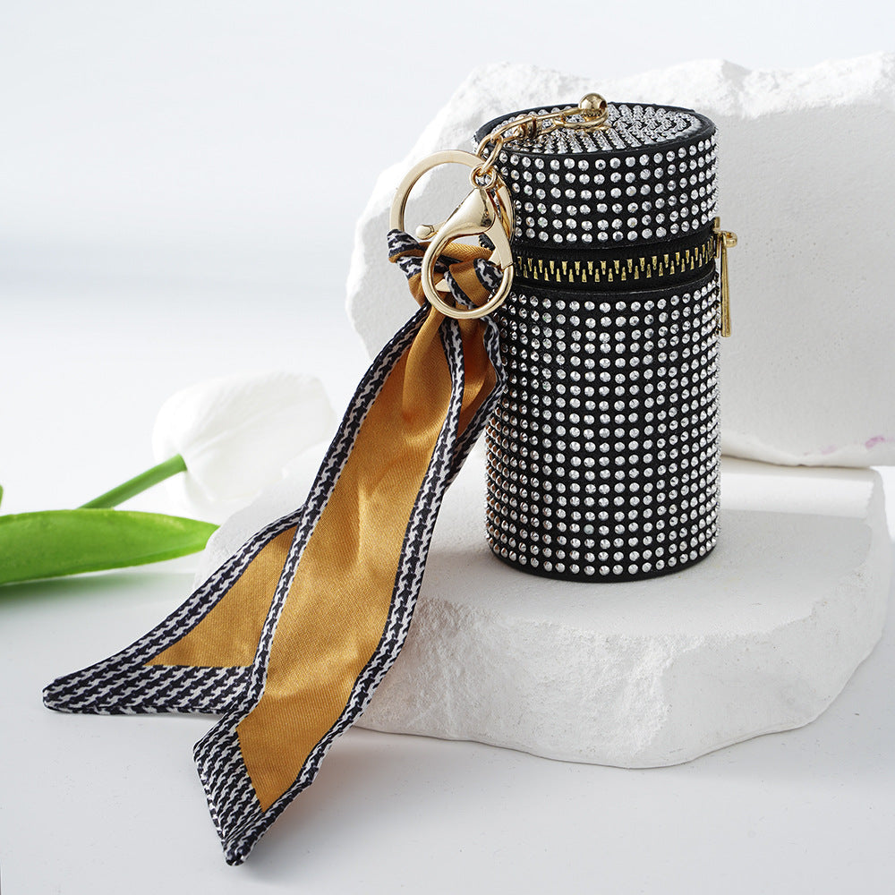 Wholesale Rhinestone Lipstick Bag Coin Purse Silk Scarf Keychain