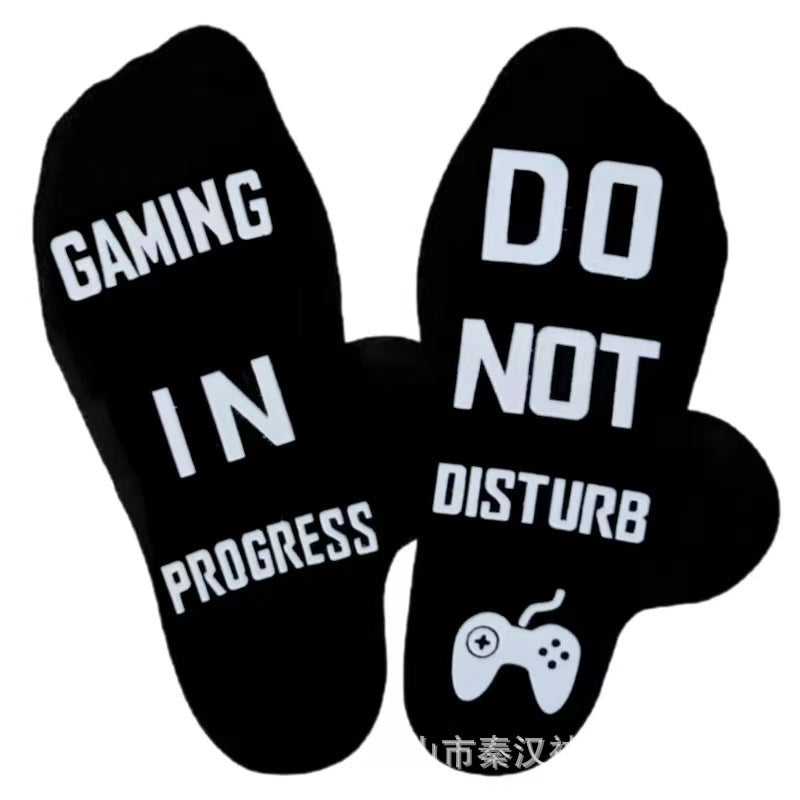 Wholesale of European and American Cotton Medium Cylinder Letter Anti Slip Adhesive Socks