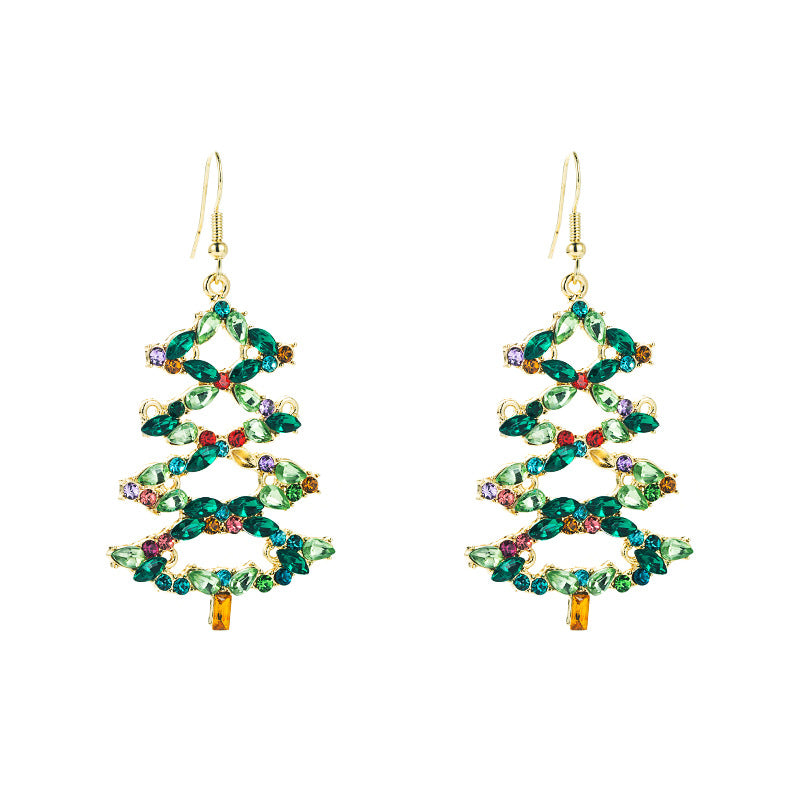 Wholesale Christmas Tree Alabaster Alloy Earrings