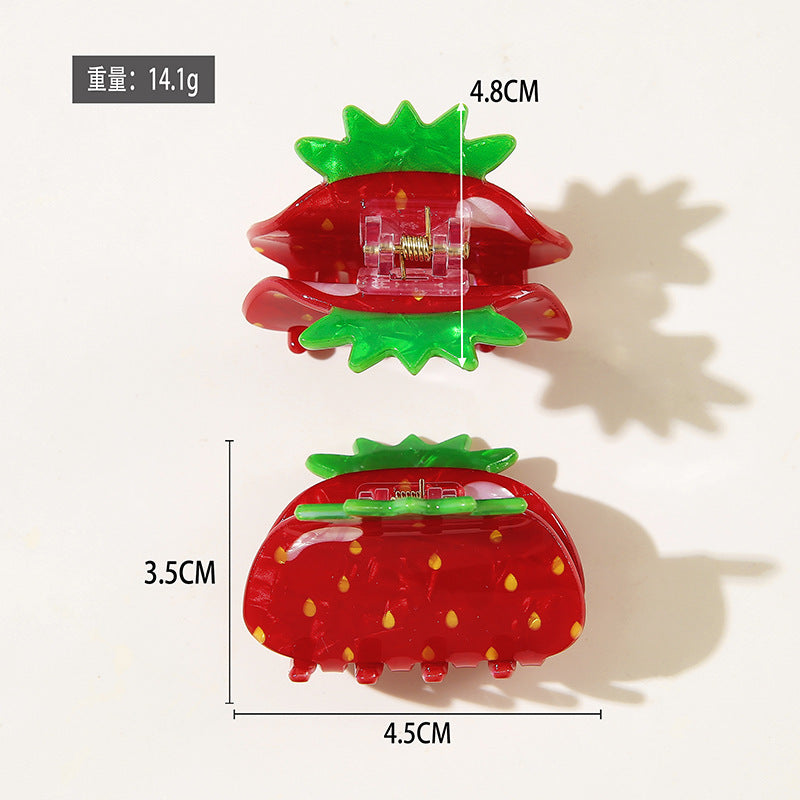 Wholesale PVC Korean Style Fruit Hair Clips Cute Lemon Strawberry Claw Clip For Everyday Styling Gift