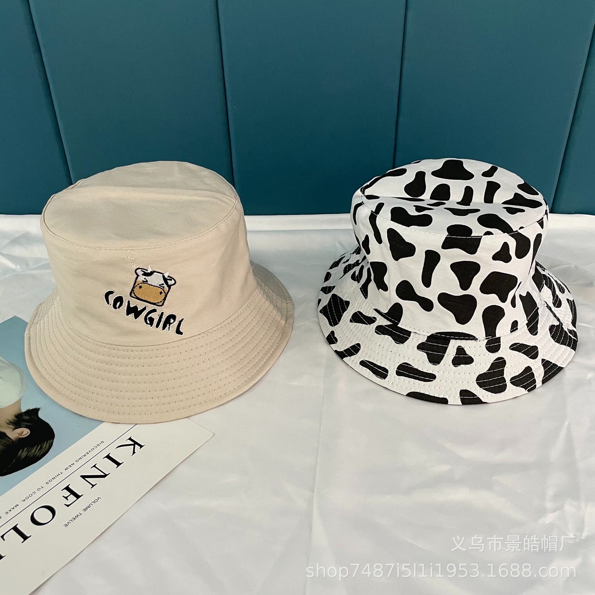 Wholesale Summer Polyester Cow Print Bucket Hat