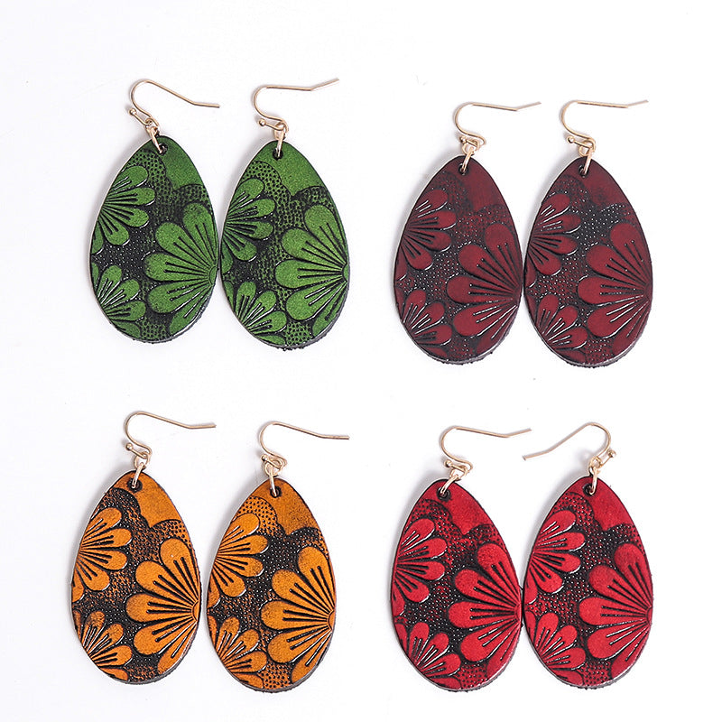 Wholesale Embossed Vintage Metal Earrings