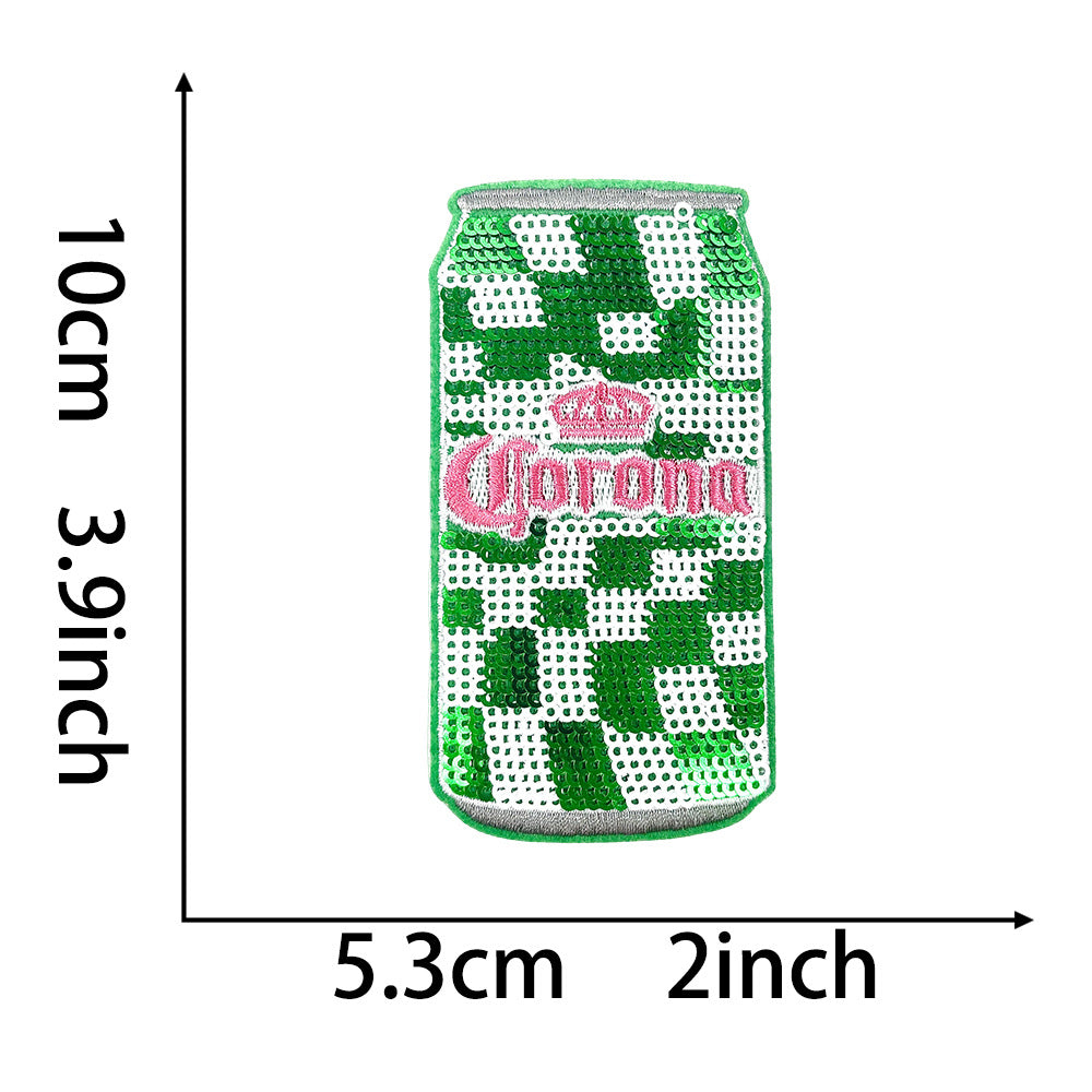 Wholesale Trendy Beer Can Embroidered Sequin Iron On Patch For Coat DIY Accessory OLY Exclusive