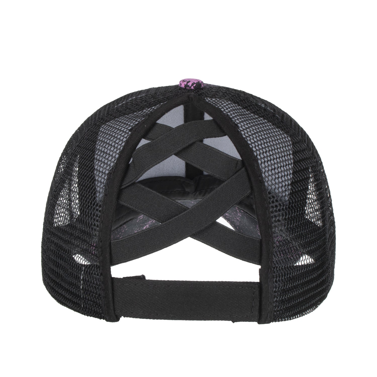 Wholesale Black and purple starry cross elastic mesh ponytail baseball cap