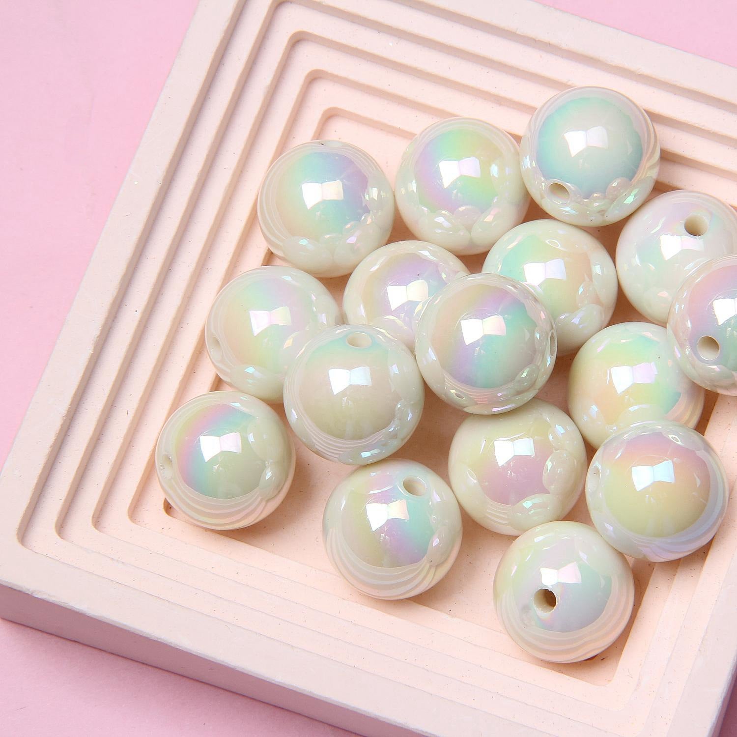 Wholesale 20pcs acrylic plated color beaded hand-painted beads ovules diy