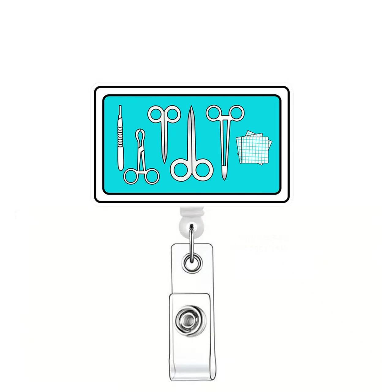 Wholesale Acrylic easy-open buckle medical name tag accessory retractable clip Badge Reels