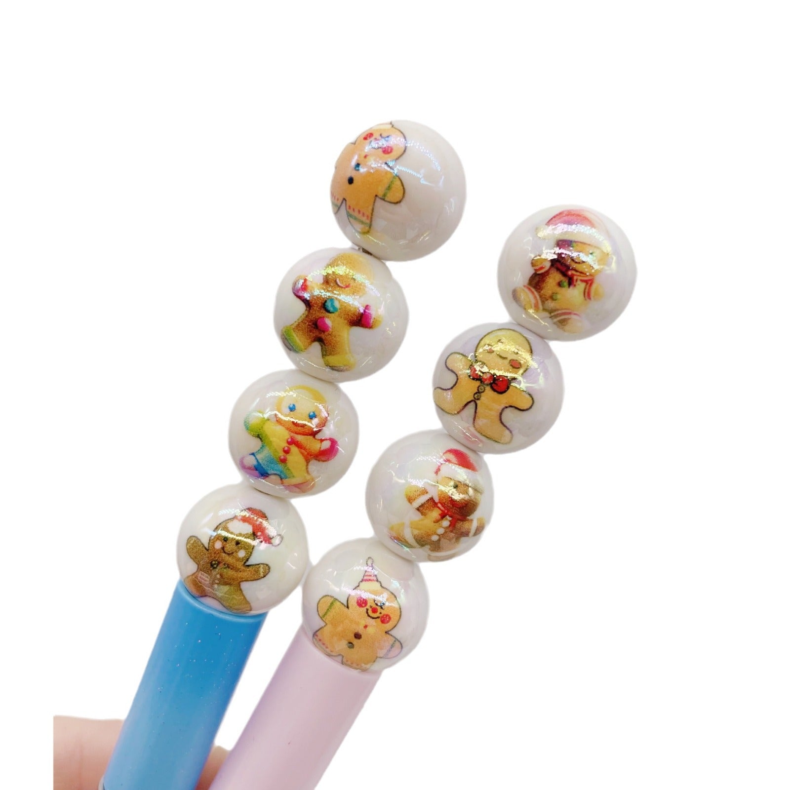 Wholesale 100PCS/PACK UV Acrylic Print Gingerbread Man DIY Christmas Balls