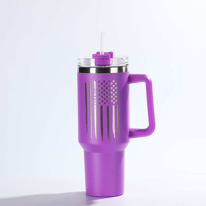 Wholesale 1200ml Car Straw Cup 304 Stainless Steel Handle Cup Car Cup Tumbler Cup