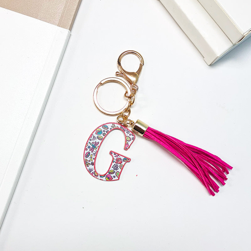 Wholesale Letter Colorful Tassel Zinc Alloy Keychain